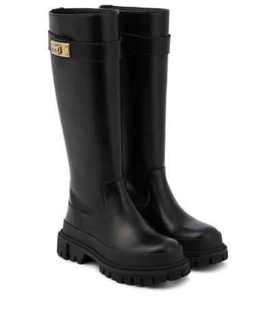 Dolce & Gabbana Knee-high Leather Boots In Black