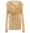 Khaite Taiden Open-back Draped Metallic Stretch-knit Mini Dress In Gold