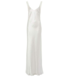 Galvan Off-the-shoulder Beaded-chain Open-back Satin Gown In White