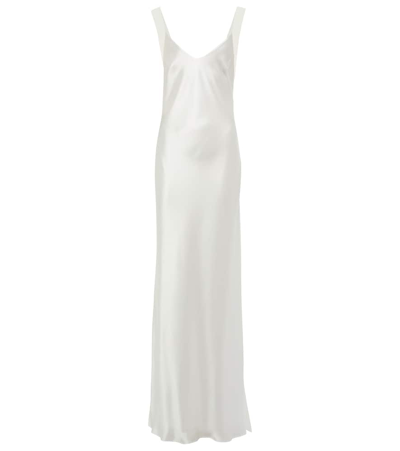 Galvan Off-the-shoulder Beaded-chain Open-back Satin Gown In White
