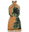 Johanna Ortiz Reminders Of Paradise Printed Cotton-poplin Halterneck Mini Dress In Toile Chocolate/greenery