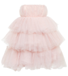 Rotate Birger Christensen Rotate Carlosaaa Crystal Tullie Ruffle Dress Clothing In Poweder Pink