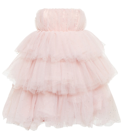 Rotate Birger Christensen Carlosaaa Crystal Tullie Ruffle Dress In Pink