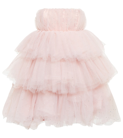 Rotate Birger Christensen Rotate Carlosaaa Crystal Tullie Ruffle Dress Clothing In Pink
