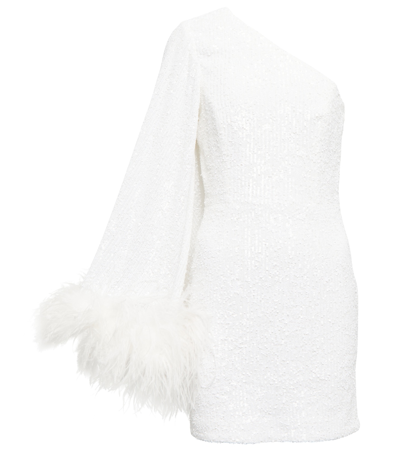Rebecca Vallance Davina Feather-trimmed Minidress In White