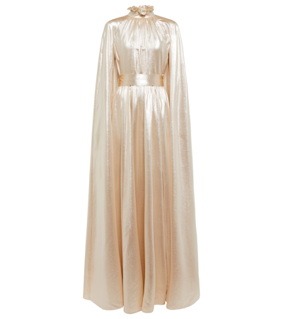 Erdem Macie Lamé Cape Gown In Gold