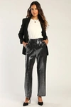4TH & RECKLESS VERA SILVER SEQUIN WIDE-LEG HIGH-WAISTED TROUSER PANTS