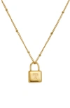 Savvy Cie Jewels Initial Lock Pendant Necklace In Gold - T