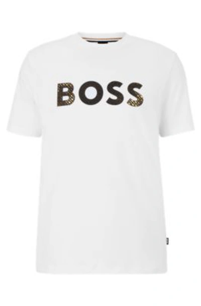 Hugo Boss Men Tee Short Sleeve Crew Neck Cotton T-shirt 8 100-white In White 100