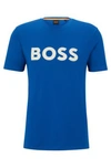 Hugo Boss Cotton-jersey T-shirt With Rubber-print Logo- Blue Men's T-shirts Size L
