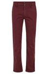 Hugo Boss Slim-fit Trousers In Stretch-cotton Gabardine In Dark Red