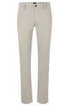 Hugo Boss Slim-fit Trousers In Stretch-cotton Satin In Light Grey