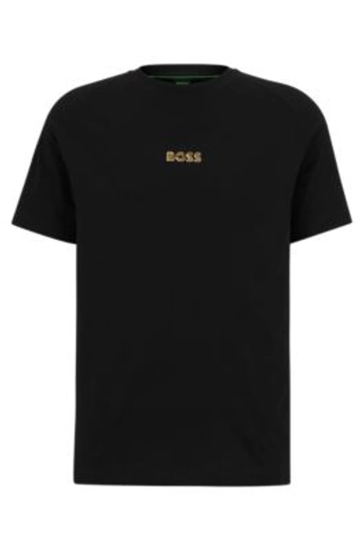 Hugo Boss Men's Cotton-jersey T-shirt With Artwork And Logos In Black