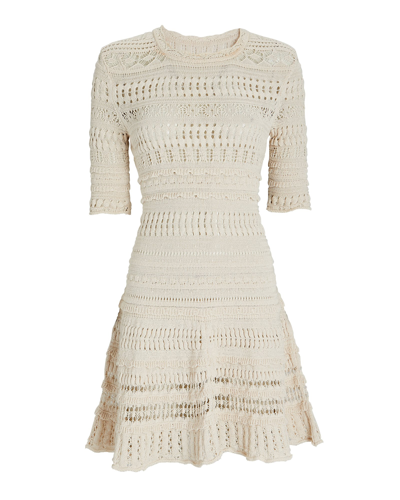 Isabel Marant Étoile Fauve Crocheted Knit Mini Dress In Ivory