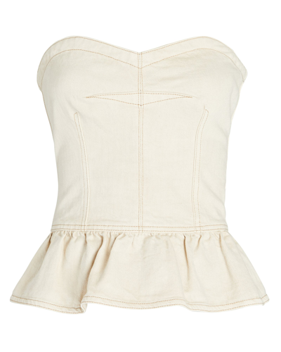 Isabel Marant Étoile Solizinia Denim Bustier Peplum Top In Ivory