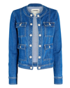 L Agence Yari Collarless Jacket In Denim