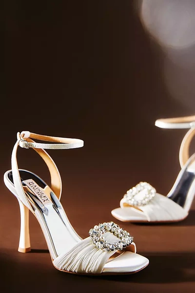 Badgley Mischka Nixie Peep-toe Stiletto Sandals In White