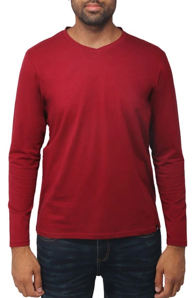 X-ray V-neck Long Sleeve T-shirt In Burgundy