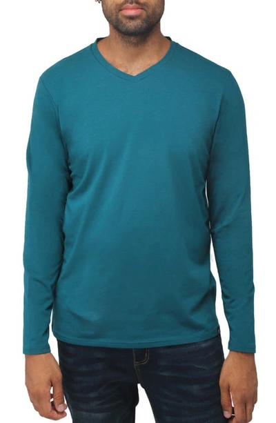 X-ray V-neck Long Sleeve T-shirt In Teal