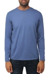 X-ray Long Sleeve Henley Shirt In Night Blue