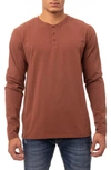 X-ray Long Sleeve Henley Shirt In Sienna