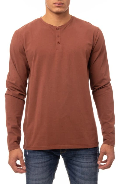 X-ray Long Sleeve Henley Shirt In Sienna