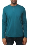 X-ray Long Sleeve Henley Shirt In Teal