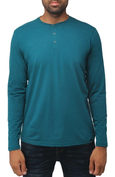 X-ray Long Sleeve Henley Shirt In Teal