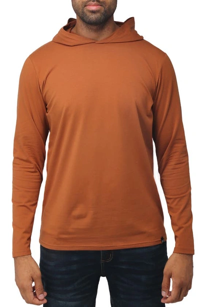 X-ray Men's Soft Stretch Long Sleeve Hoodie In Brown