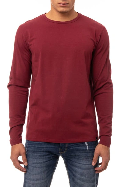 X-ray Crew Neck Long Sleeve T-shirt In Burgundy