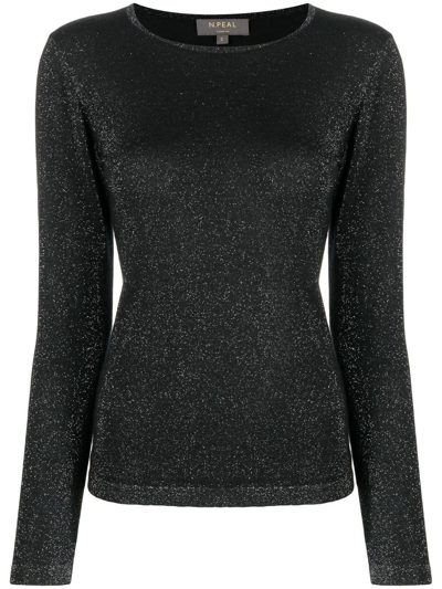 N•peal Lurex-design Knit Jumper In Black