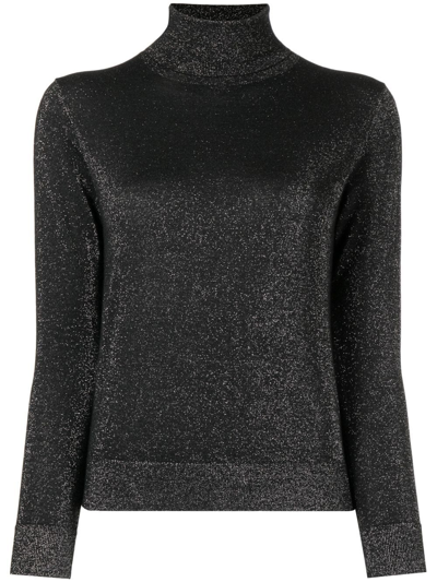 N•peal Metallic-thread Rollneck Jumper In Black