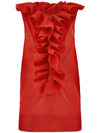 Ferragamo Frill-detail Virgin Wool Top In Red