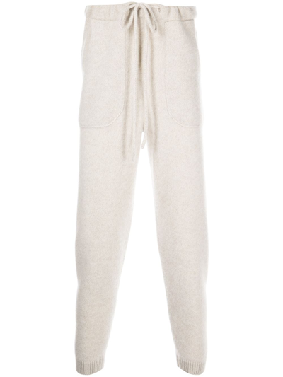 The Elder Statesman Drawstring Cashmere Track Trousers In 100 White