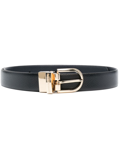 Emporio Armani Palmellato-leather Printed Reversible Belt In Black