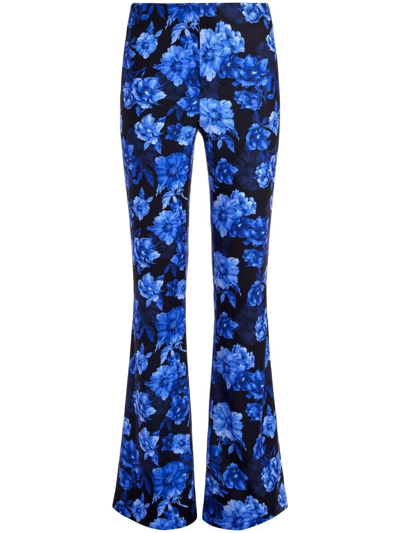Alice And Olivia Teeny Floral-print Boot-cut Pants In Dream Floral Royalty