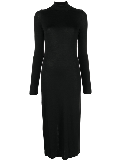 Rag & Bone Roll-neck Jersey Knit Dress In Black