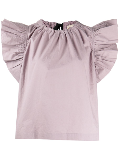 Ulla Johnson Leigh Ruffle-trim Blouse In Purple