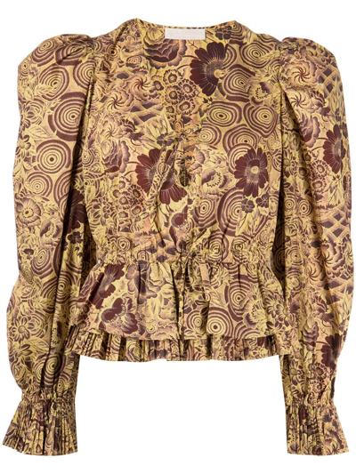 Ulla Johnson Ren Floral-print Blouse In Amber