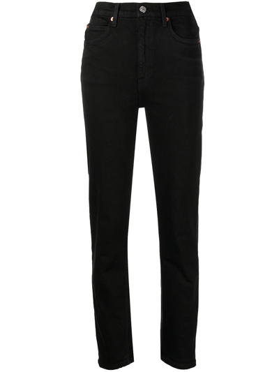 Re/done High-rise Straight Jeans In Black