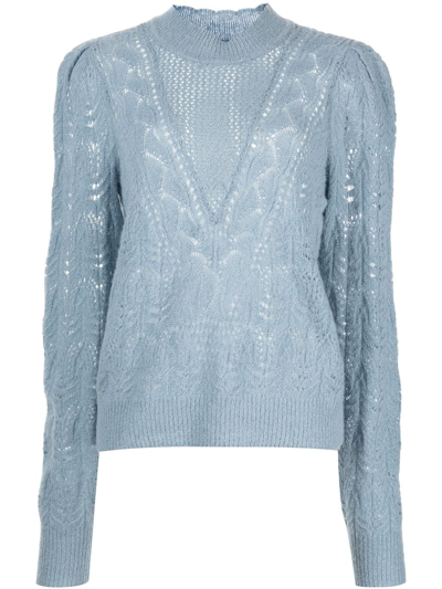 Veronica Beard Makani Pointelle Knit Pullover Sweater In Blue