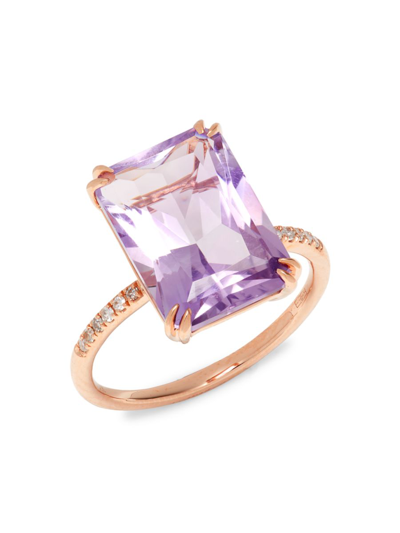 Effy Women's 14k Rose Gold, Pink Amethyst & Diamond Ring