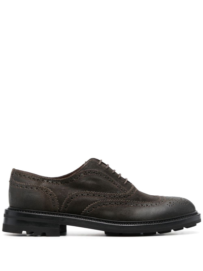 Fratelli Rossetti Suede Lace Up Brogues In Brown