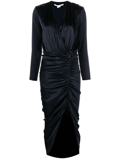 Veronica Beard Cameri Asymmetric Silk-blend Dress In Blue