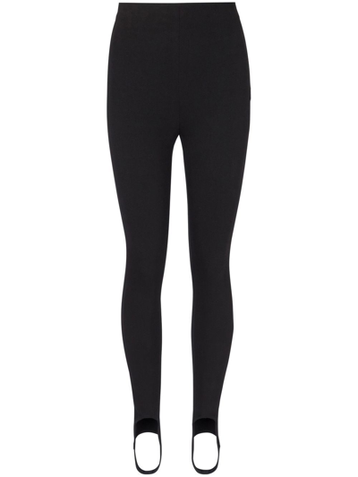 Balmain Stirrup-cuffs Cotton-blend Leggings In Nero