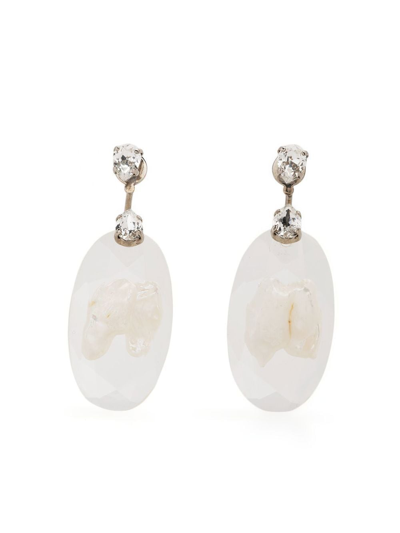 Simone Rocha Clear Pearl-embellished Drop Earrings In Neutrals