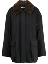 Amomento Black Faux-fur Collar Jacket In Black