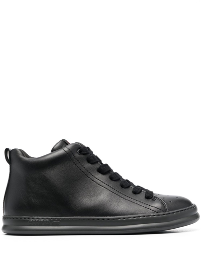 Camper Chunky Lace-up Leather Boots In Black