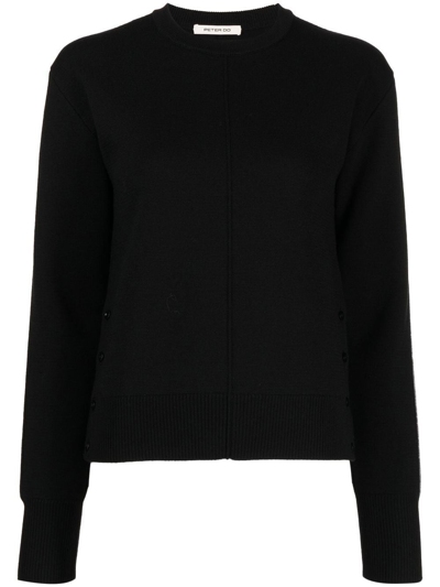 Peter Do Side-slit Crew-neck Sweater In Black