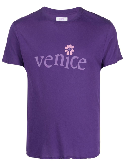 Erl Unisex Venice Print Tshirt Jersey In Purple